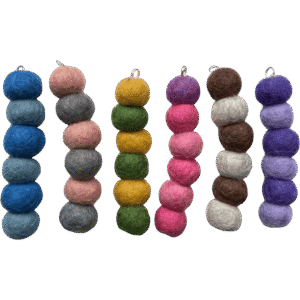 6 Wand Attachments - Colourful Felt Balls