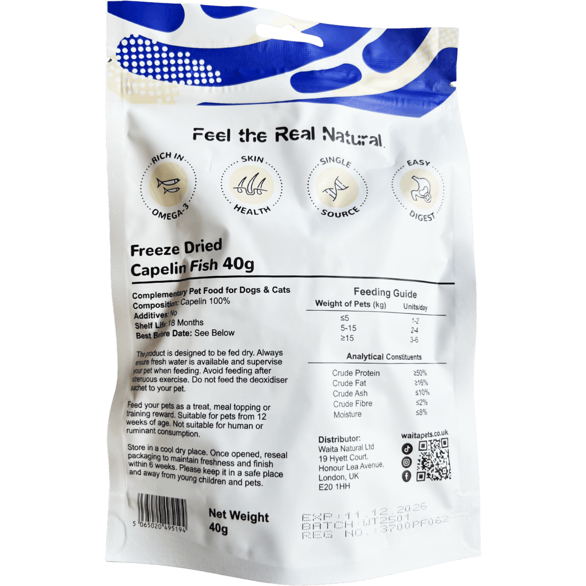 Waita Capelin Fish treats 40g
