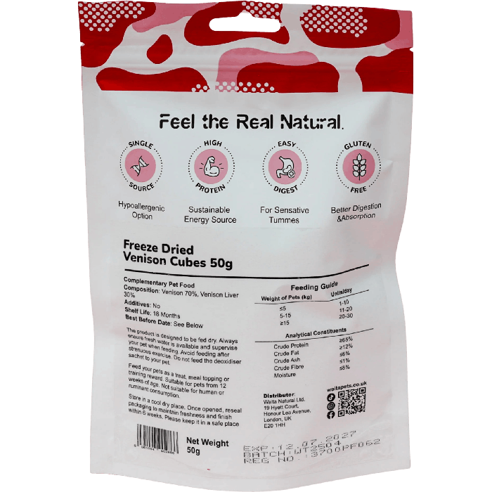 Waita Venison Cubes treats 50g