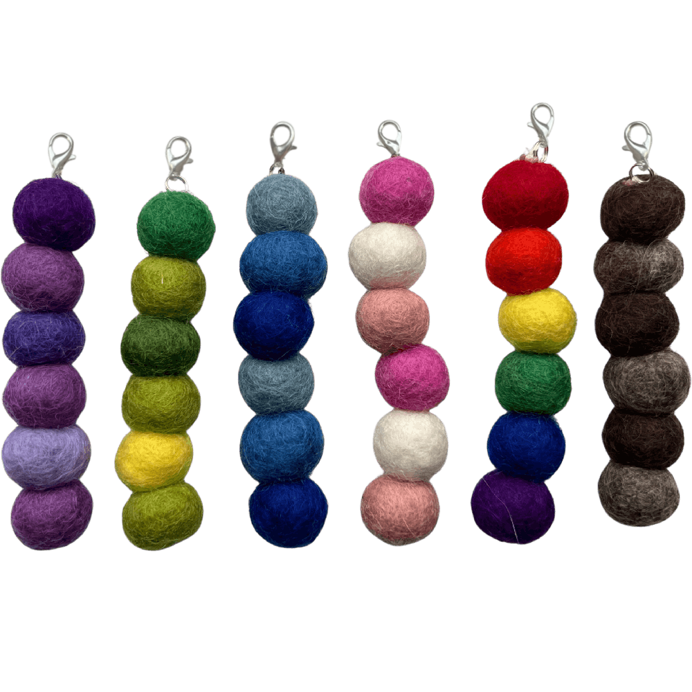 6 Wand Attachments - Colourful Felt Balls