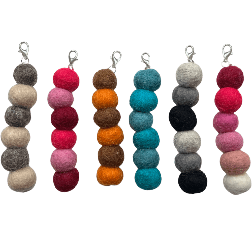 6 Wand Attachments - Colourful Felt Balls