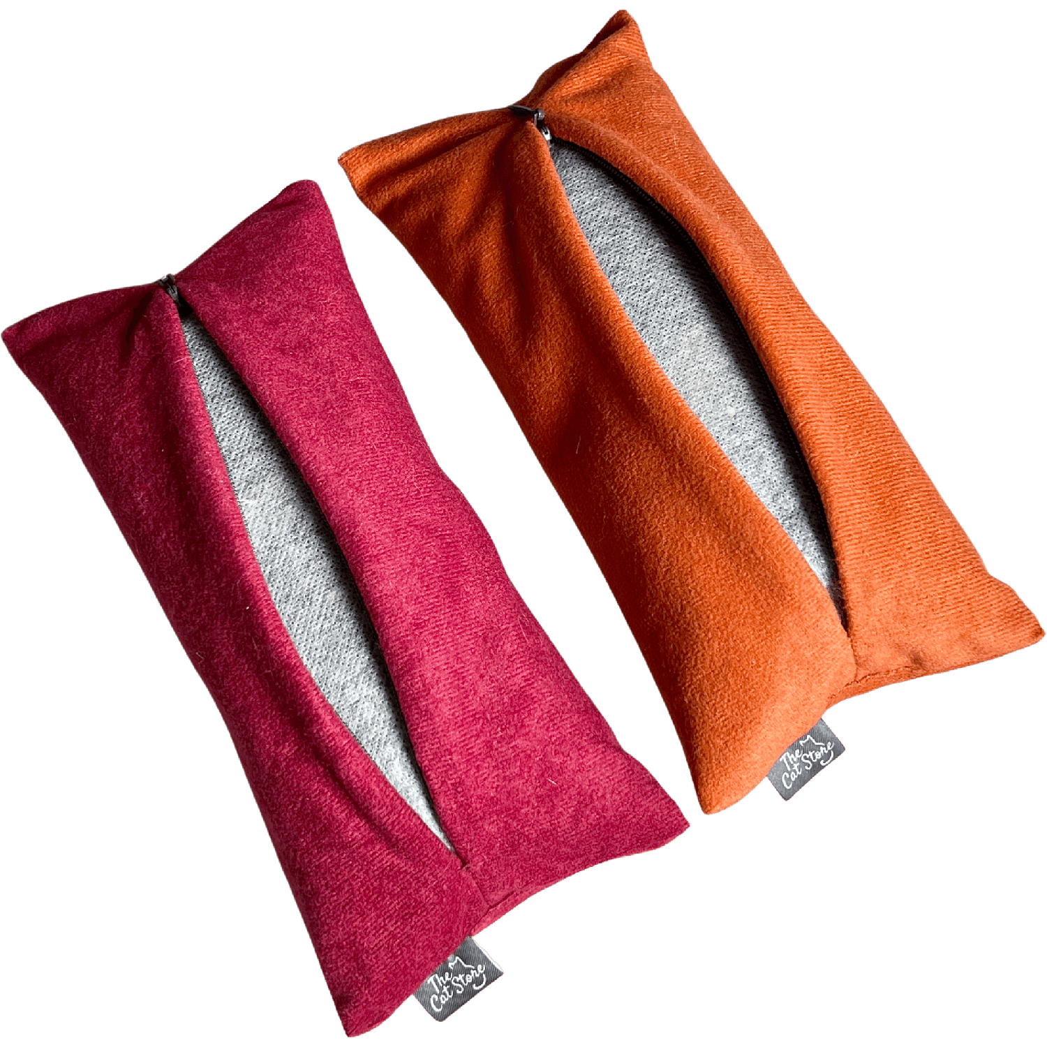 Cat kicker toy with herbs and a removable cover - 2 colours (orange and burgundy)